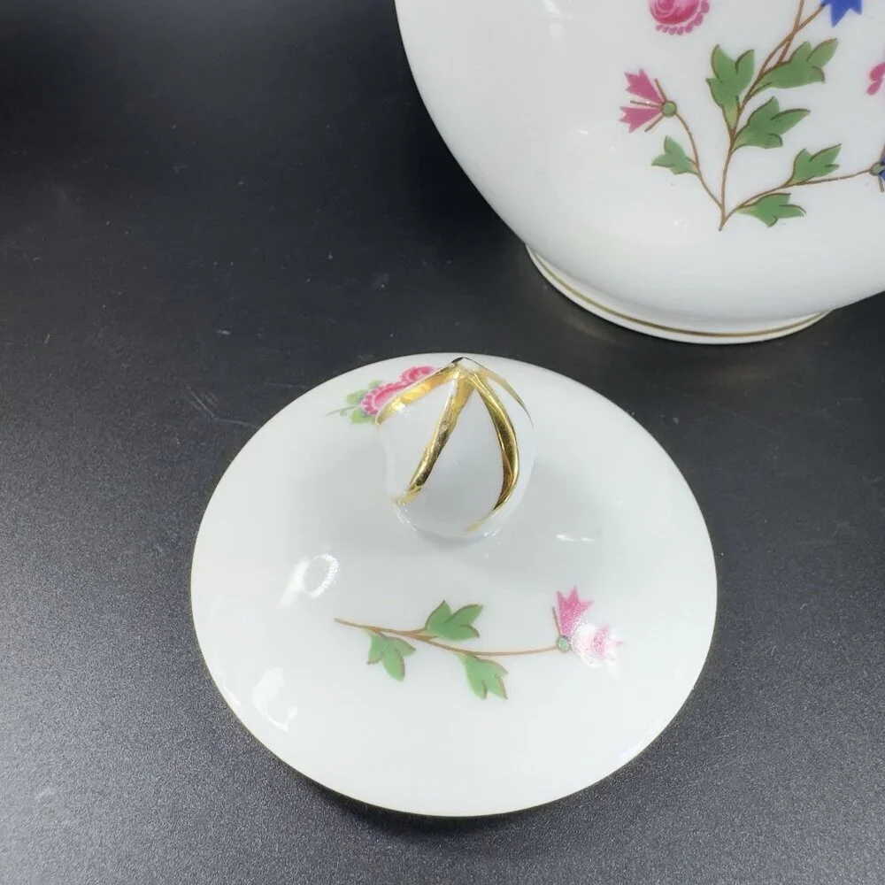 Louis Lourioux LE FAUNE Porcelain Teapot Carafe Coffee Pot France Floral Vintage